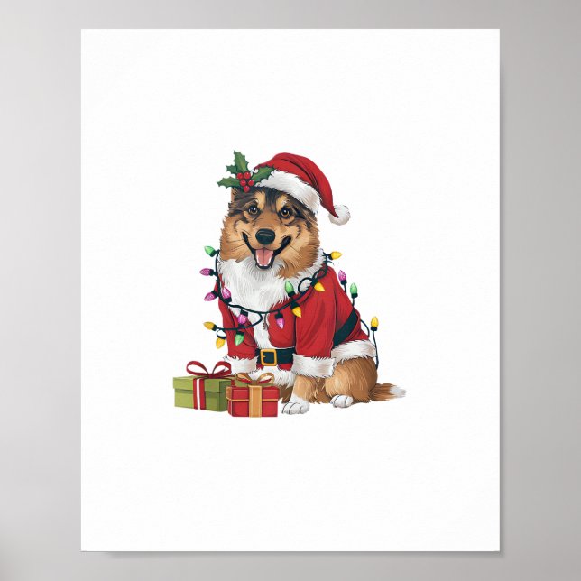 Poster Natal do Cão de Elkhound Papais noeis de Iluminaçã (Frente)