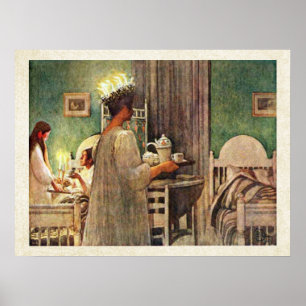 Poster Natal do dia de Carl Larsson St Lucia na suecia