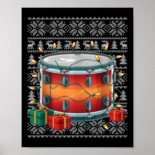 Poster Natal do Drum Musical Feio do Estilo do Sweater do (Frente)