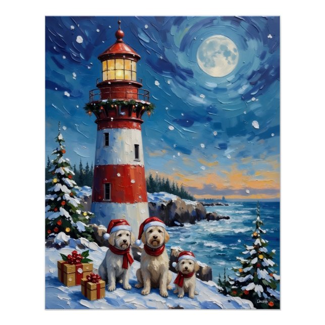 Póster Natal do Farol Maltês Férias (Frente)
