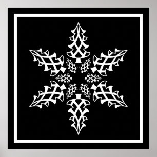 Póster Natal do floco de neve da ilusão óptica elegante