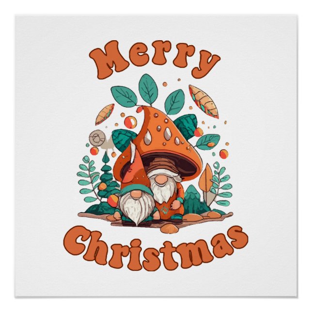 Póster Natal do Gnome Retro (Frente)