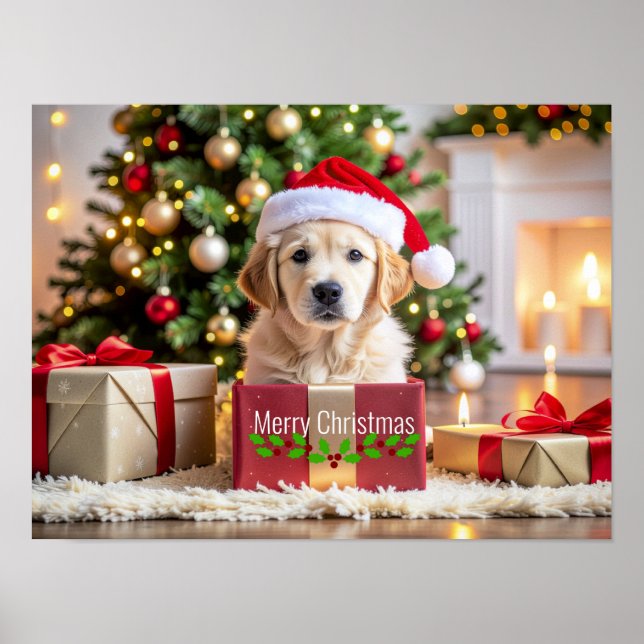 Poster Natal do Golden Retriever (Frente)