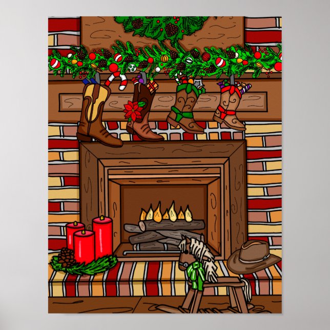 Poster Natal do País | Boot Stockings de cowboy (Frente)