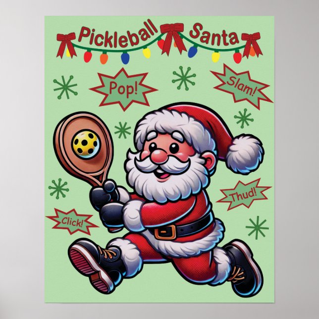 Poster Natal do Pickleball Papai Noel (Frente)