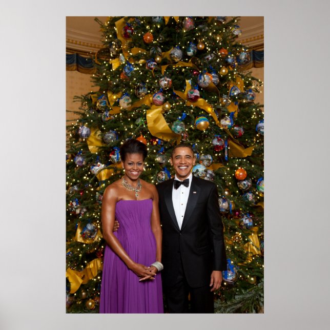 Poster Natal do Presidente Barack Obama e Michelle (Frente)