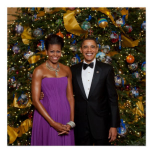 Póster Natal do Presidente Barack Obama e Michelle