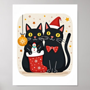 Poster Natal dos Gatos Retro 50s 60s Xmas (1)