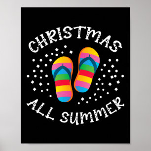 Poster natal durante papais noeis de verão chinelos de pr