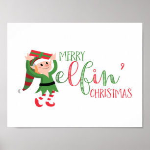 Póster Natal Elfin alegre do duende bonito