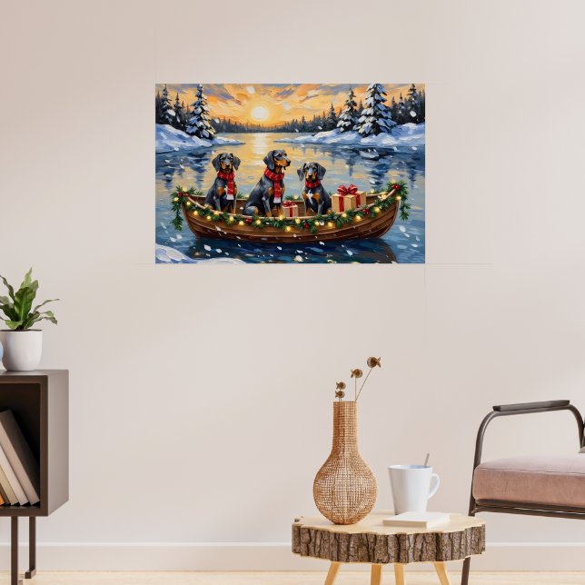 Poster Natal em Barco com Bluetick Coonhound (Sala de Estar 3)