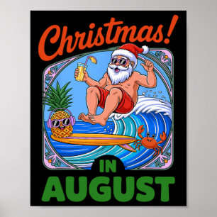 Poster Natal Em Férias De Verão De Agosto Papais noeis En