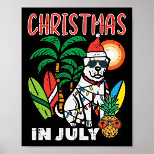 Poster Natal Em Julho Amante De Cachorro Praia Xmas Verão