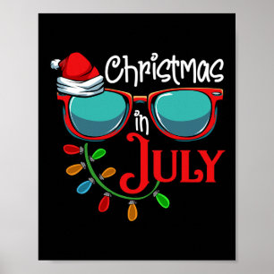 Poster Natal Em Julho Chapéu De Papai Noel Óculos De Sol