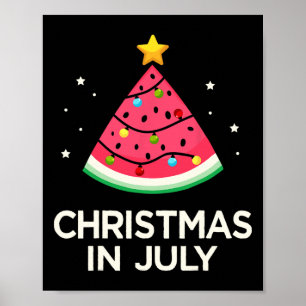 Poster Natal Em Julho Com Árvore De Melancia Para Verão