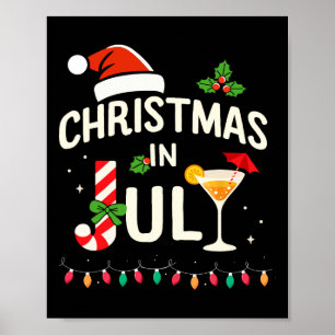 Poster Natal Em Julho Com Canas De Doces Para A Praia De