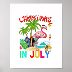 Poster natal em julho de xmas engraçados rosa-rosa flamin