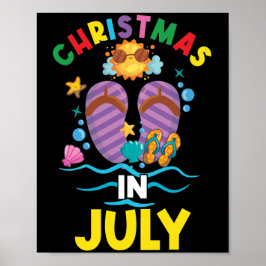 Poster Natal Em Julho Férias De Verão Da Família Havaiana