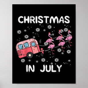 Poster Natal Em Julho Flamingo Trailer Verão Xmas Cam