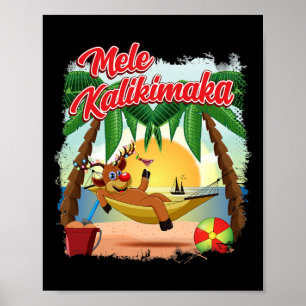 Poster Natal Em Julho Havaiano Crianças Mele Kalikimaka R