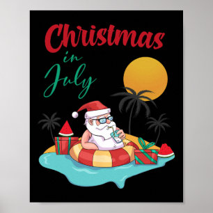 Poster Natal Em Julho Melancia Xmas Palmeira Verão Homens