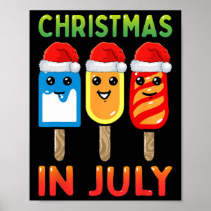 Poster Natal Em Julho O Gelo Santa Hat Pop Crianças Engra