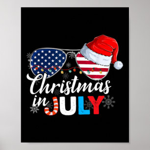 Poster Natal Em Julho Óculos De Sol Bandeira Americana 4 