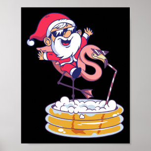 Poster Natal Em Julho Papai Noel Flamingo Xmas Verão Hava