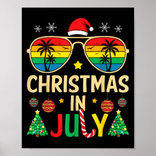 Poster Natal Em Julho Papai Noel Sungles Beach Men Wo