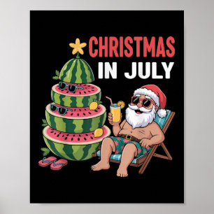Poster Natal Em Julho Papais noeis Beach Watermelon Kids 