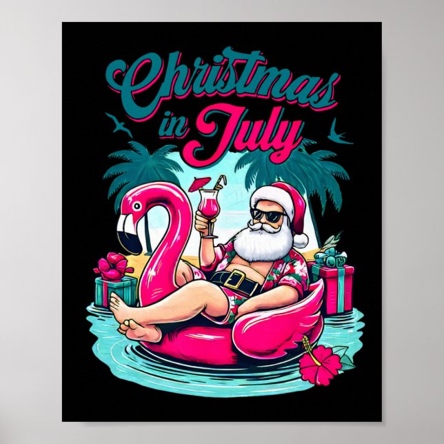 Poster Natal Em Julho Papais noeis Engraçados Relaxam Pra (Frente)