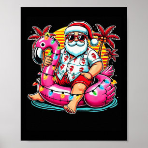 Poster Natal Em Julho Papais noeis Flamingo Float Summer 