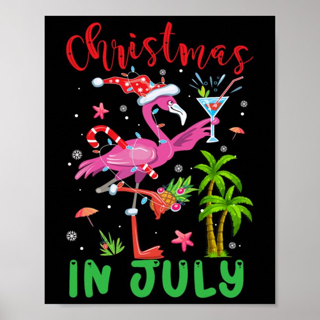 Poster Natal Em Julho Papais noeis Flamingo Mulheres De V (Frente)