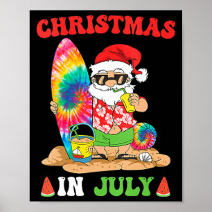 Poster Natal Em Julho Papais noeis Tie Dye Summer Surf Su