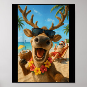 Poster Natal Em Julho - Reindeer Selfie Papais noeis Garo