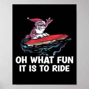 Poster Natal Em Julho Verão Papai Noel Na Praia De Barco