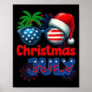 Poster Natal Em Julho Verão Praia Havaí Santa EUA Fl