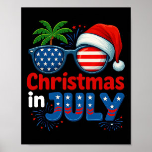 Poster Natal Em Julho Verão Praia Havaí Santa EUA Fl