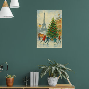 Poster Natal em Paris Arte Impressa – Torre Eiffel Invern