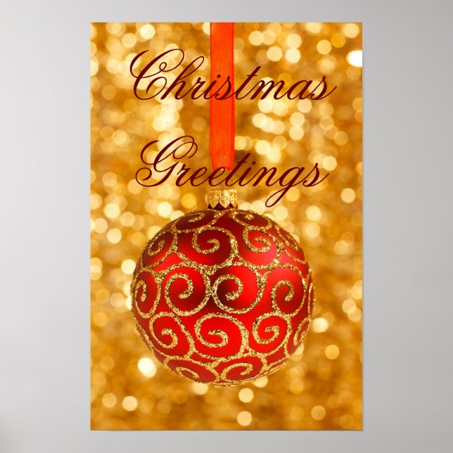 Póster Natal Em Vermelho E Dourado (Frente)
