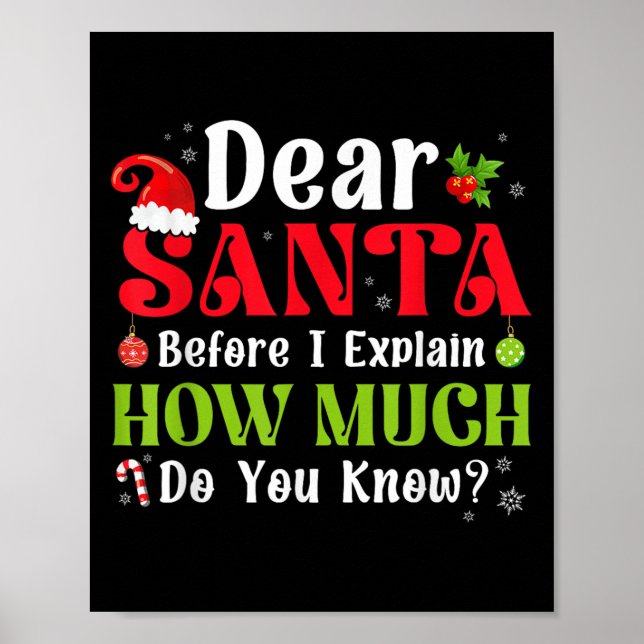 Poster Natal engraçado crianças meninos meninas Querido P (Frente)