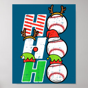 Poster Natal engraçado de beisebol Ho Ho Ho