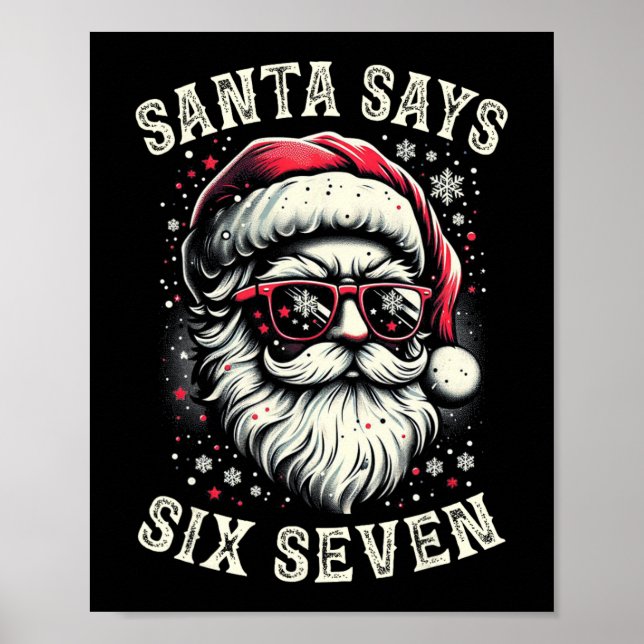 Poster Natal engraçado Papai Noel Seis Sete 6-7 Meme Brai (Frente)