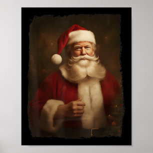 Poster Natal Engraçado Trump Santa Claus Retro Vintage