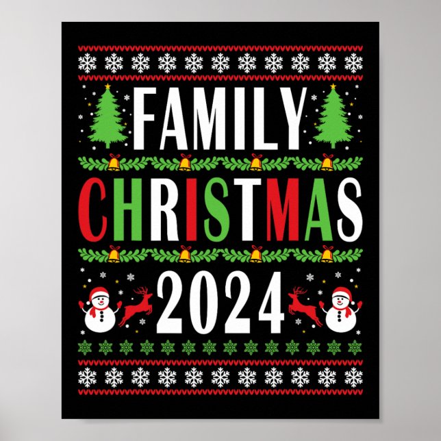 Poster Natal Familiar 2024 Árvore Xmas Engraçada (Frente)