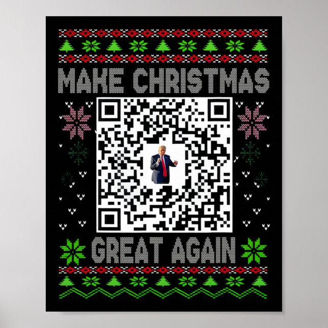 Poster Natal Feio Divertido Qr Presidente Trump Dança Cód (Frente)