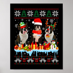 Poster Natal Feio Papais noeis de Cachorro de Boston Terr