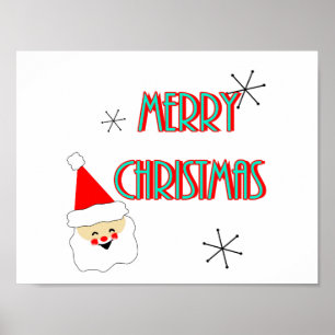 Póster Natal feliz do Papai meio século moderno santa