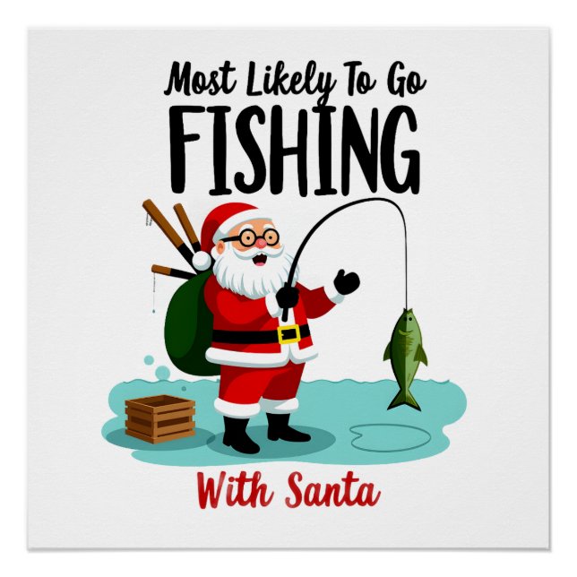 Póster Natal Feliz Natal Para Presente Pesca Papai Noel ( (Frente)