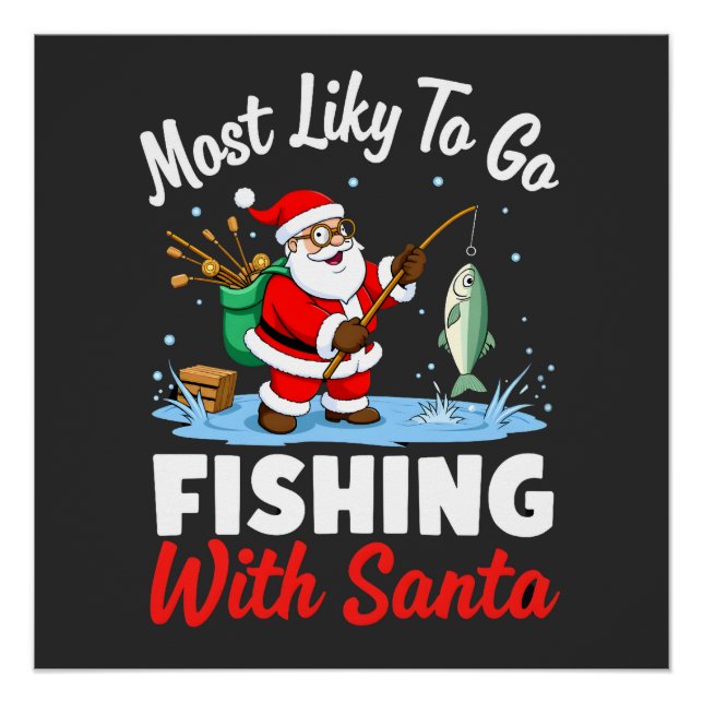 Póster Natal Feliz Natal Para Presente Pesca Papai Noel ( (Frente)